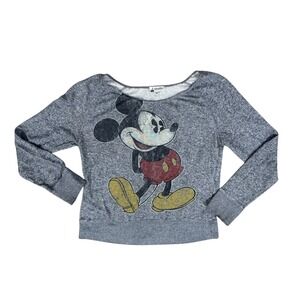 VTG Y2K Disney Parks Mickey Mouse Graphic Sweatshirt Gray Heathered Womens Large